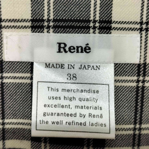 ルネ Rene リボン付きスカート ノースリーブチェックワンピース レディース JPN:38